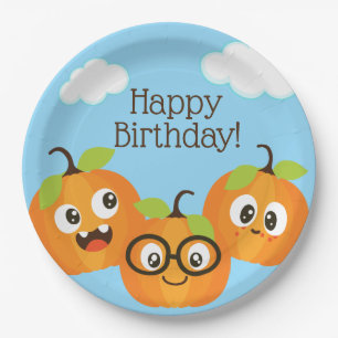 Prato De Papel Aniversário de criança de Fazenda de Pumpkin Pat