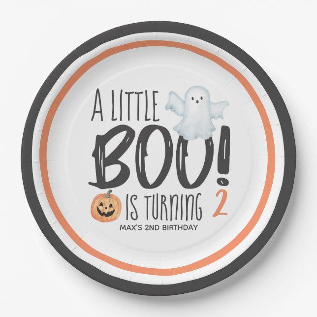 Prato De Papel Aniversário de criança de Halloween do Boo Ghost J (Frente)