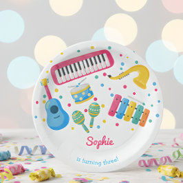 Prato De Papel Aniversário de criança de instrumentos musicais