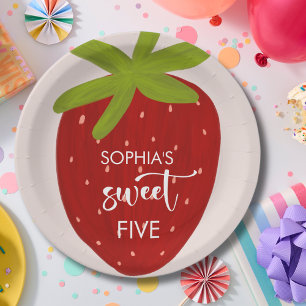 Prato De Papel Aniversário de criança de morango doce