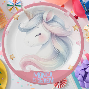Prato De Papel Aniversário de criança de unicórnio pastel de magi