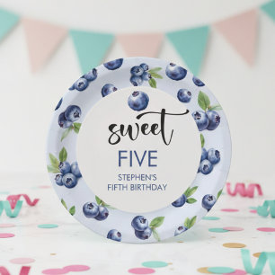Prato De Papel Aniversário de criança doce de mirtilo