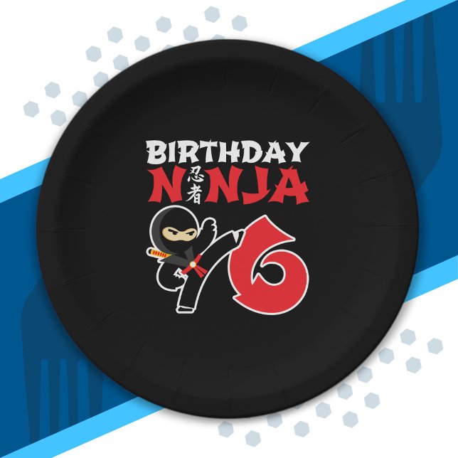 Prato De Papel Aniversário de criança Ninja - Tema de Partido com (Criador carregado)