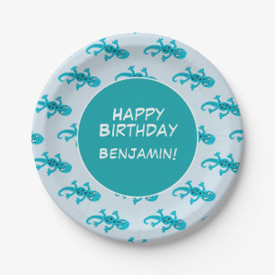 Prato De Papel Aniversário de criança Personalizado Gecko Lizar