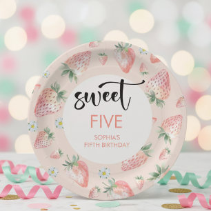 Prato De Papel Aniversário de crianças doce morango