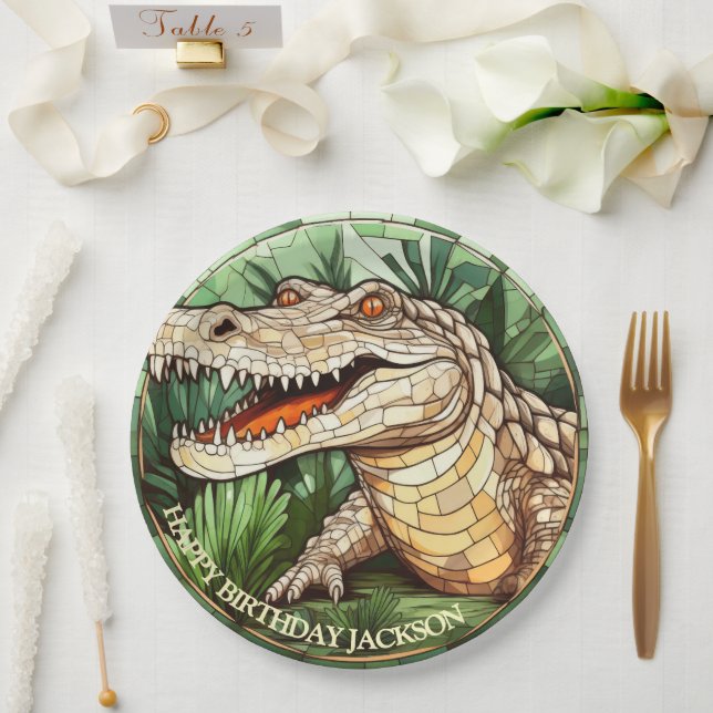 Prato De Papel Aniversário de Crocodilo Africano (Casamento)