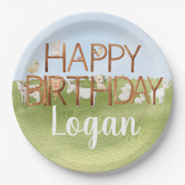 Prato De Papel Aniversário de fazenda