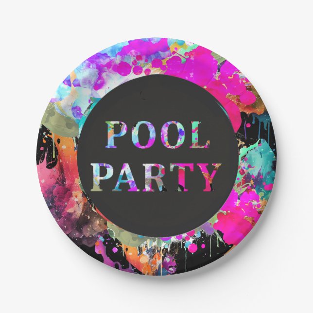 Prato De Papel Aniversário De Festa Piscina Brilhante, Qualquer I (Frente)
