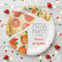 Aniversário de festas de pizza de Watercolor