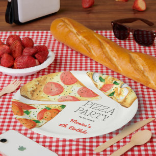 Prato De Papel Aniversário de festas de pizza de Watercolor