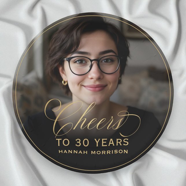 Prato De Papel Aniversário de Foto Personalizada de 30 Anos e Dou (Criador carregado)