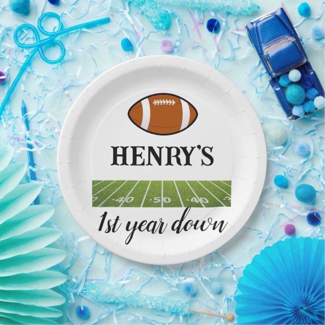 Prato De Papel Aniversário de futebol de 1rua por ano (Festa)