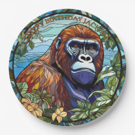 Prato De Papel Aniversário de Gorilla Africano