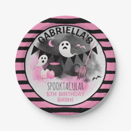Prato De Papel Aniversário de Halloween Espetacular de Meninas Fo