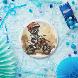 Prato De Papel Aniversário de motocicleta fora de estrada