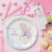 Aniversário de Papel Planta com um adorável unicór