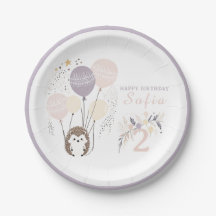 Aniversário de Pastel Boho Hedgehog e Balões