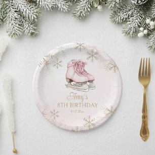 Prato De Papel Aniversário de Patinação no Gelo de Inverno com Br