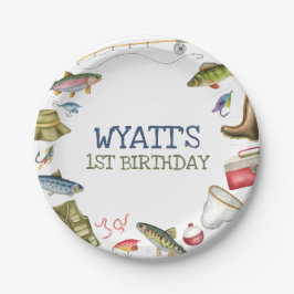 Prato De Papel Aniversário de Pesca O-Fish-Ally