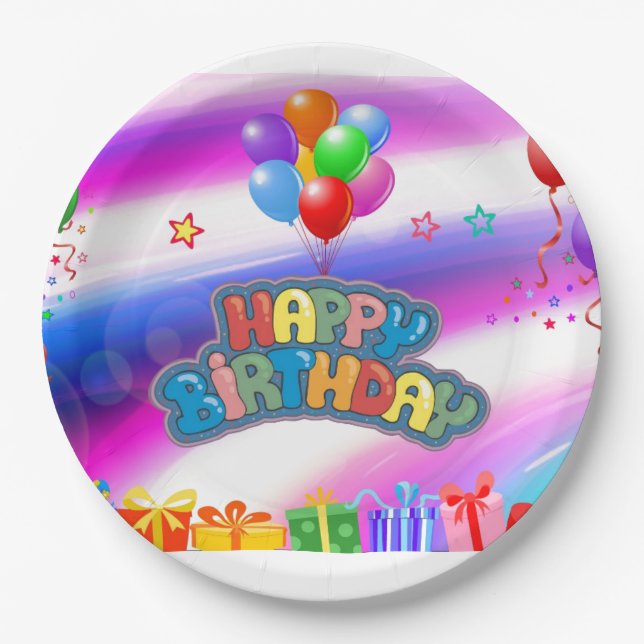 Prato De Papel Aniversário de Placas de Papel (Frente)