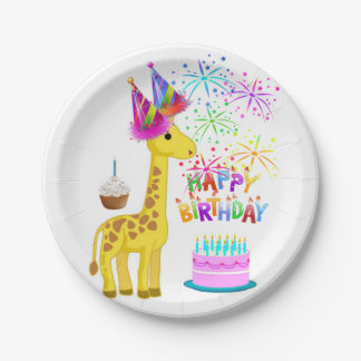 Prato De Papel Aniversário de Placas de Papel, Girafa