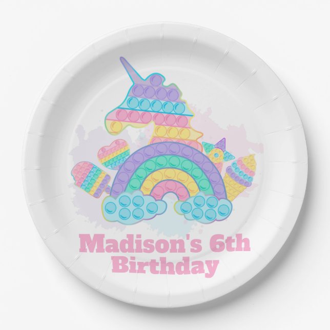 Prato De Papel aniversário de pop  (Frente)