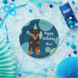 Prato De Papel Aniversário de Rottweiler Personalizável