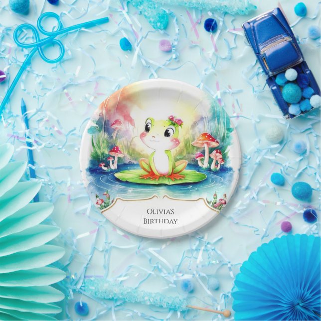 Prato De Papel Aniversário de Sapo Alegre Simples (Festa)