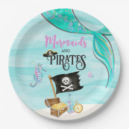 Prato De Papel Aniversário de Sereias e Piratas