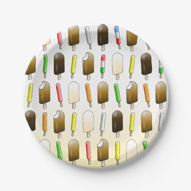 Prato De Papel Aniversário de sorvete e diversão (Frente)