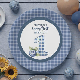Prato De Papel Aniversário de Um Ano do Pequeno Mirtilo Azul