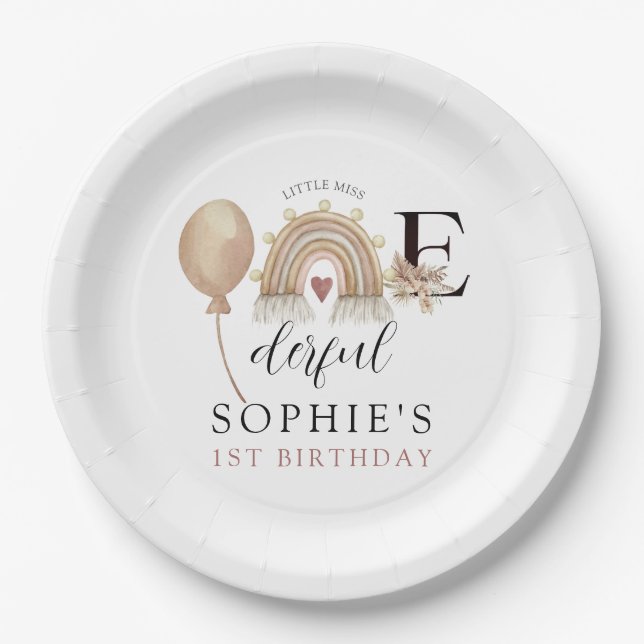 Prato De Papel Aniversário de uma Rainbow Girl maravilhosa (Frente)