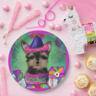 PRATO DE PAPEL ANIVERSÁRIO DE YORKIE POO