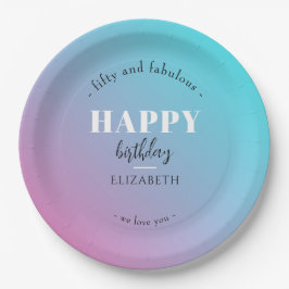 Prato De Papel Aniversário design minimalista em cores pastosas