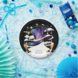 Prato De Papel Aniversário do Assistente de Diversão de Broom Mag