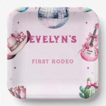 Aniversário do Cactus Party Cowboy do Violão Rosa