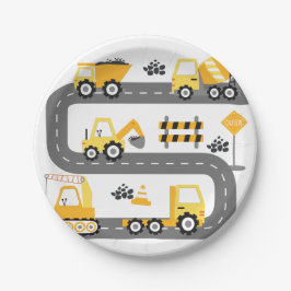 Prato De Papel Aniversário do Caminhão de Construção