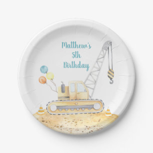 Prato De Papel Aniversário do Caminhão de Despejo de Construç