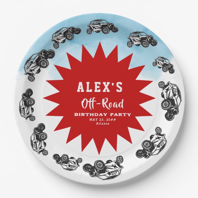 Prato De Papel Aniversário do Caminhão de Monstro da Aventura em  (Frente)
