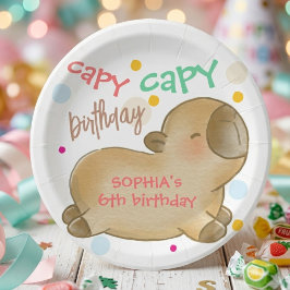 Prato De Papel Aniversário do capivara Capy