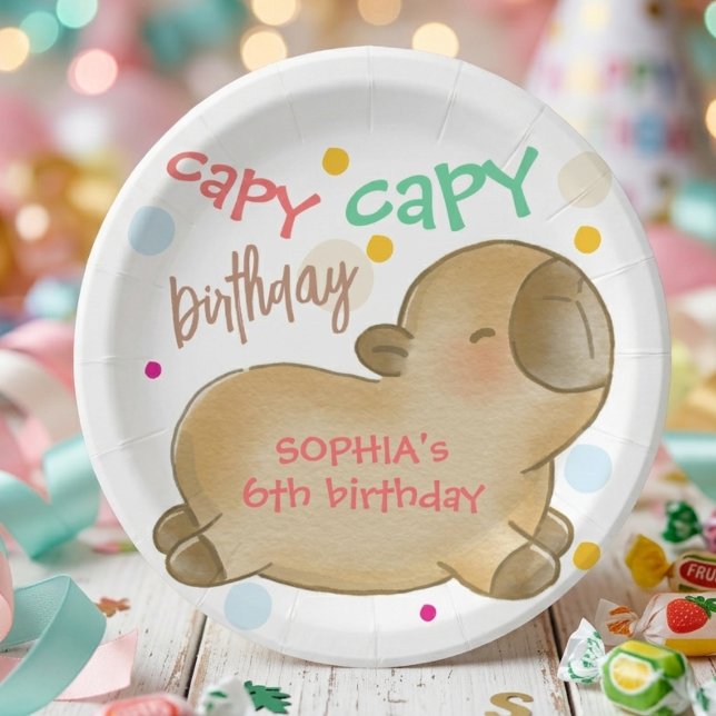 Prato De Papel Aniversário do capivara Capy (Criador carregado)