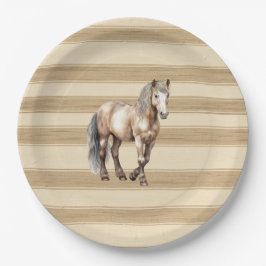 Prato De Papel Aniversário do Cavalo de Fazenda Ocidental