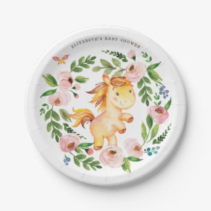 Prato De Papel Aniversário do Chá de fraldas de Cavalo de Pônea F