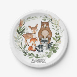 Prato De Papel Aniversário do Chá de fraldas Verde da Floresta Do