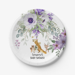 Prato De Papel Aniversário do Chá de fraldas Verde da Floresta Do