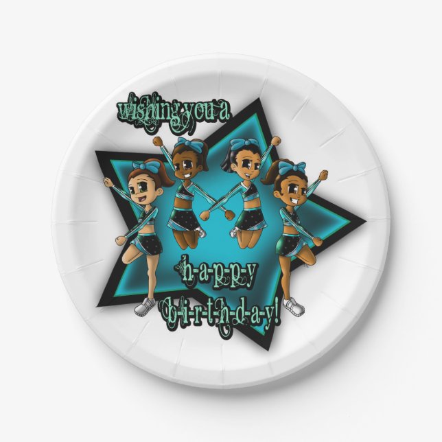 Prato De Papel Aniversário do cheerleader (Frente)