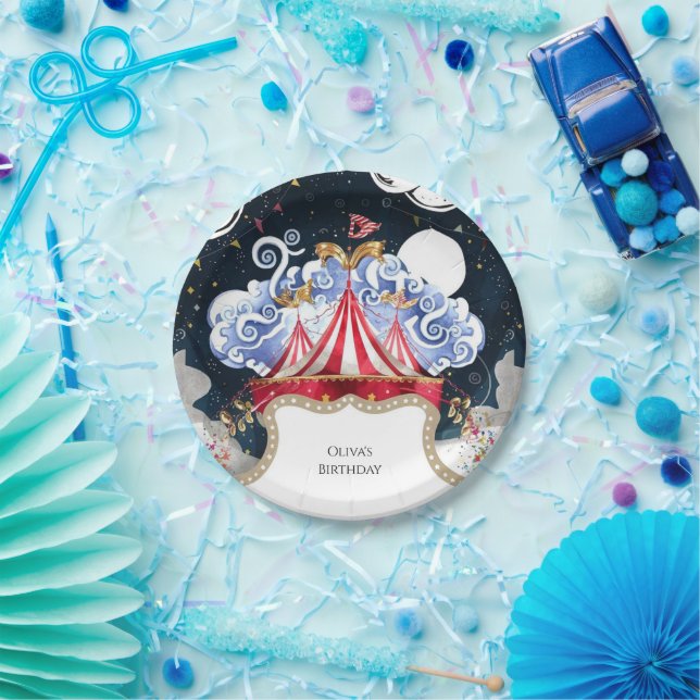 Prato De Papel Aniversário do Circo Mágico Vibrante (Festa)