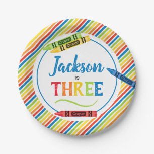 Prato De Papel Aniversário do Colorido Crayon Art Party