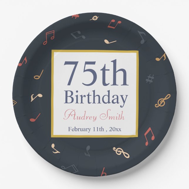 Prato De Papel Aniversário do Colorir Music Note (Frente)
