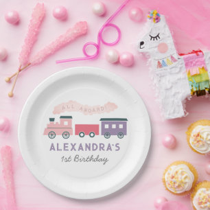 Prato De Papel Aniversário do Comboio a Vapor